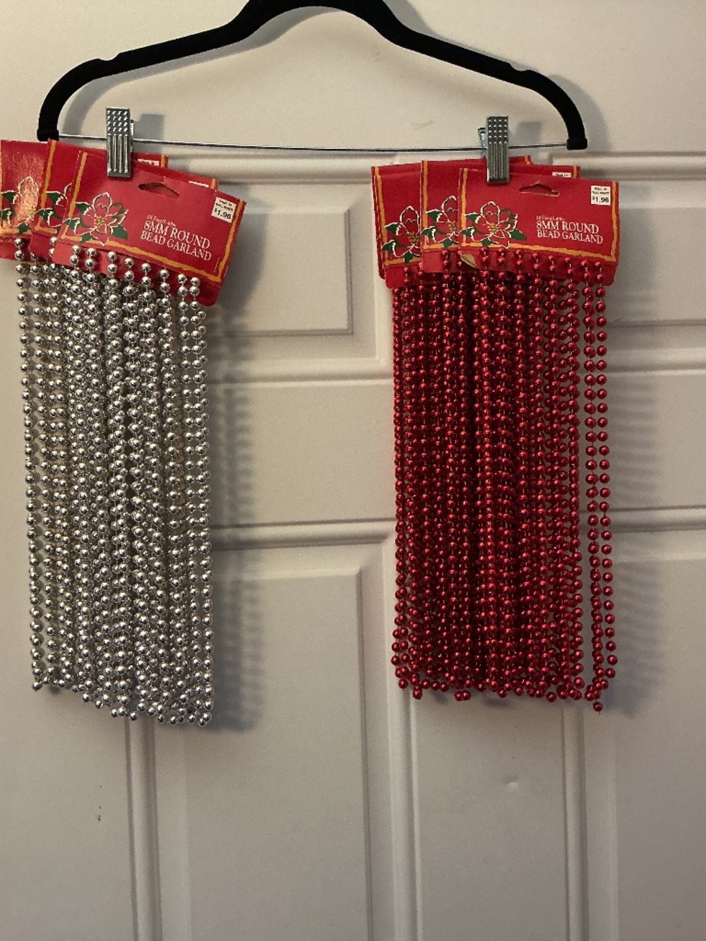NEW 7 Red & Silver Bead Garland Christmas or Arts and Crafts